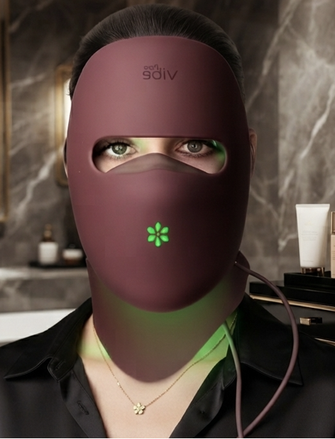 Pure Vibe LED-Gesichtsmaske mit Halsaufsatz für die Hautverjüngung zu Hause